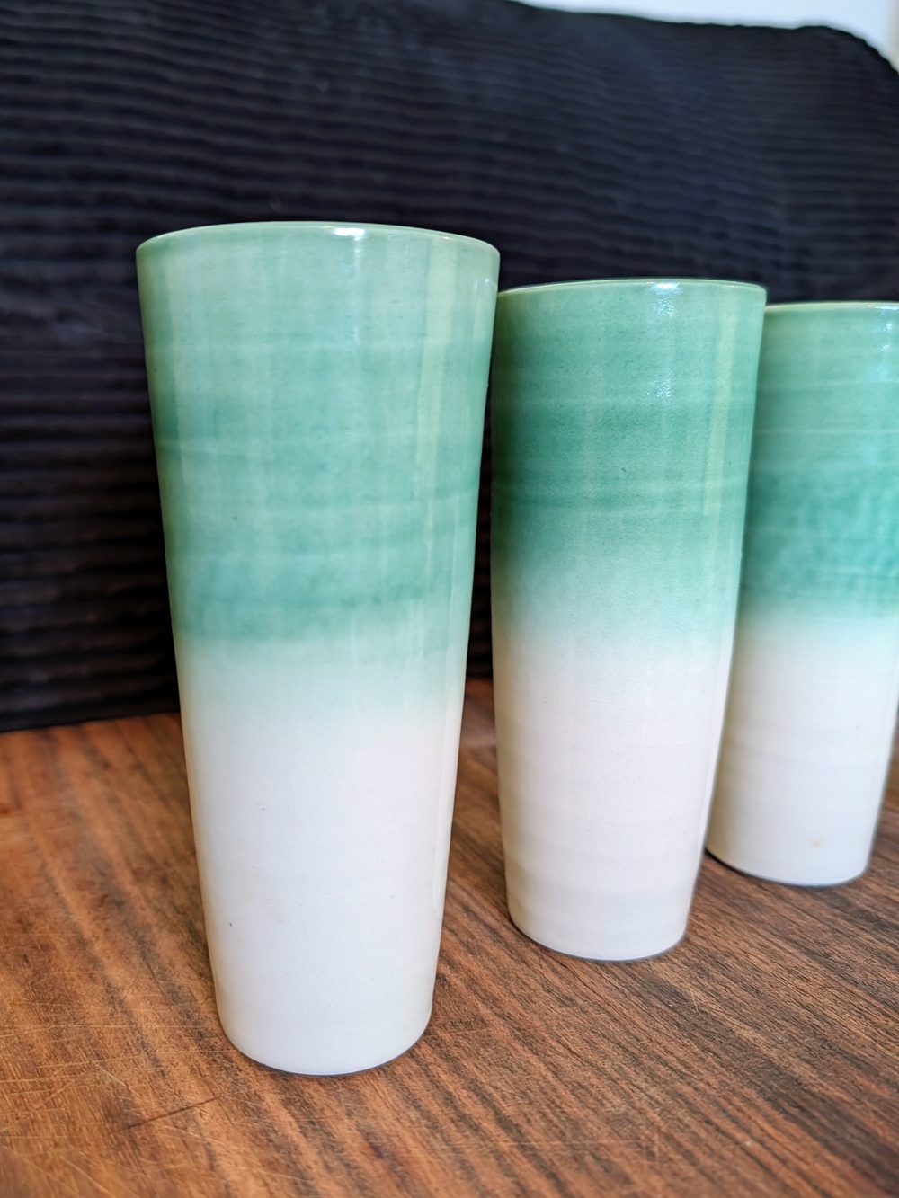 Retro Green Ombre Handthrown Ceramic Tumbler - Set of 4